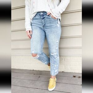 C'est Toi bleach distressed girlfriend jean NWT